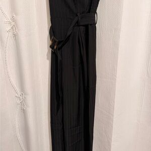 Chic Black Pinstripe Jumpsuit